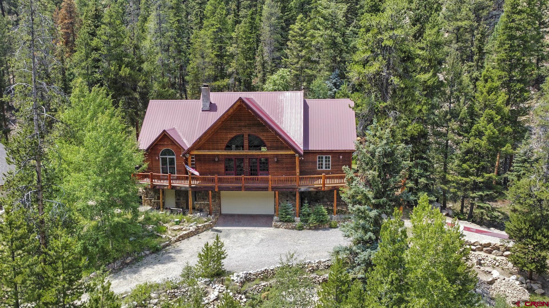 an aerial view of a house