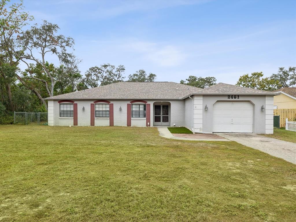 a view of a house with a backyard