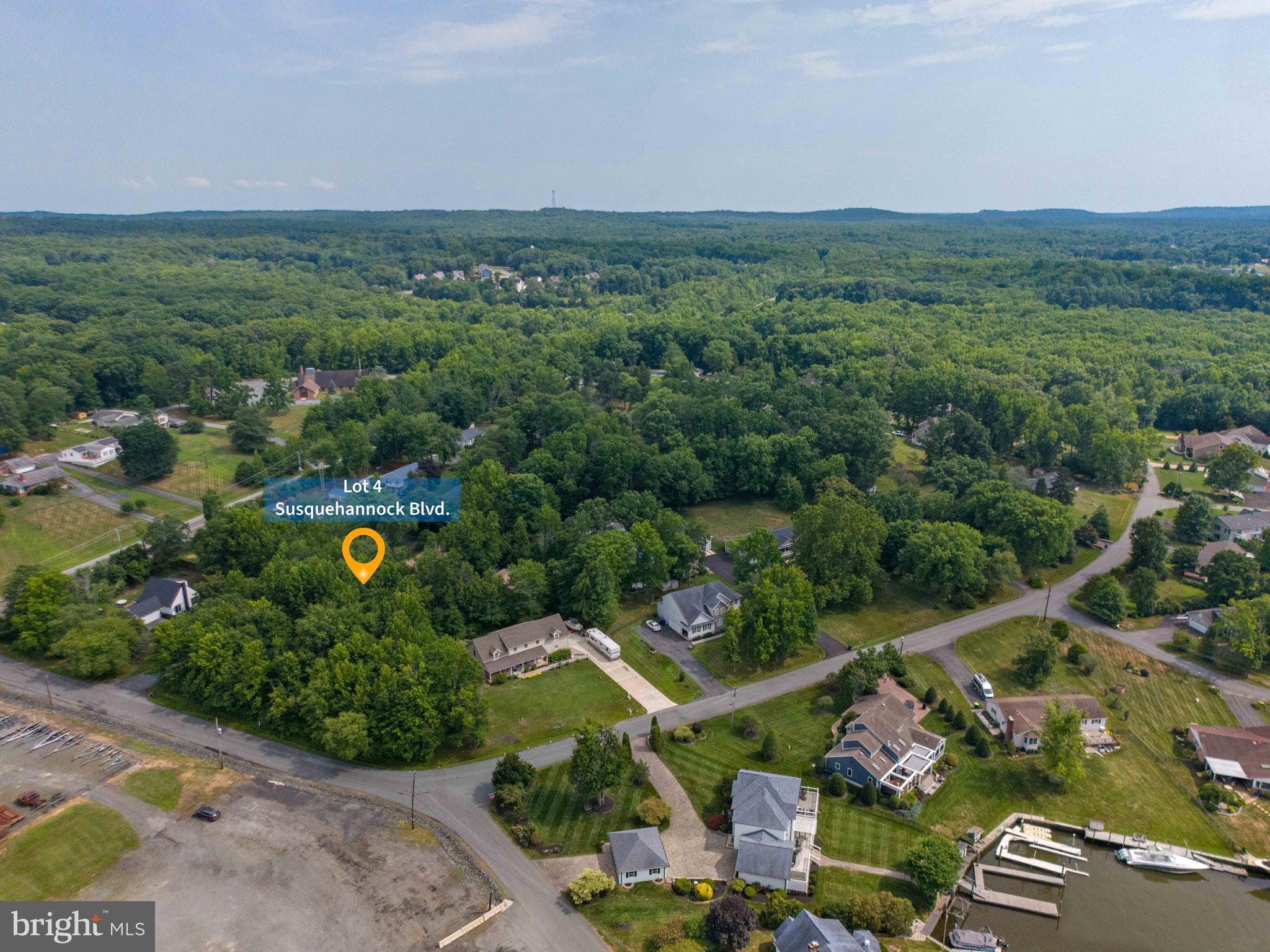 an aerial view of a house with a garden