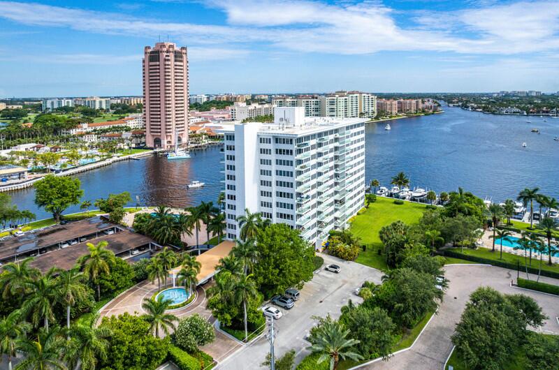 a view of a lake with a city