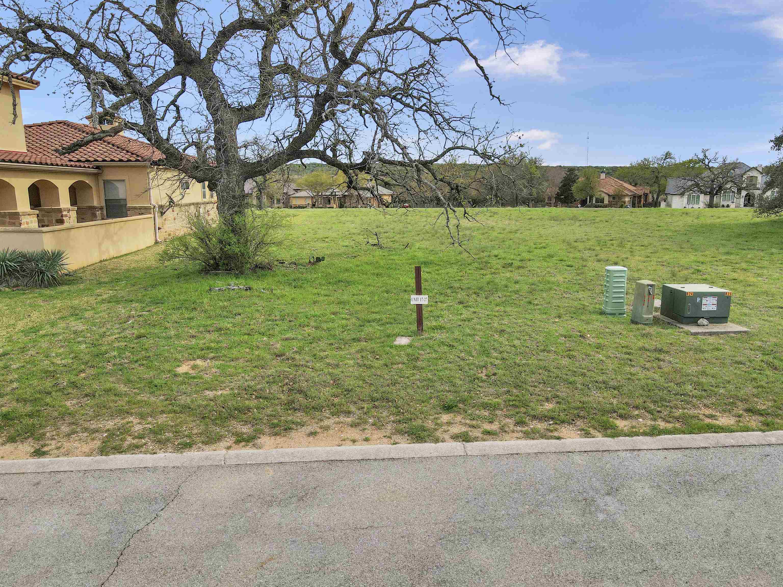 a view of a lake with a big yard