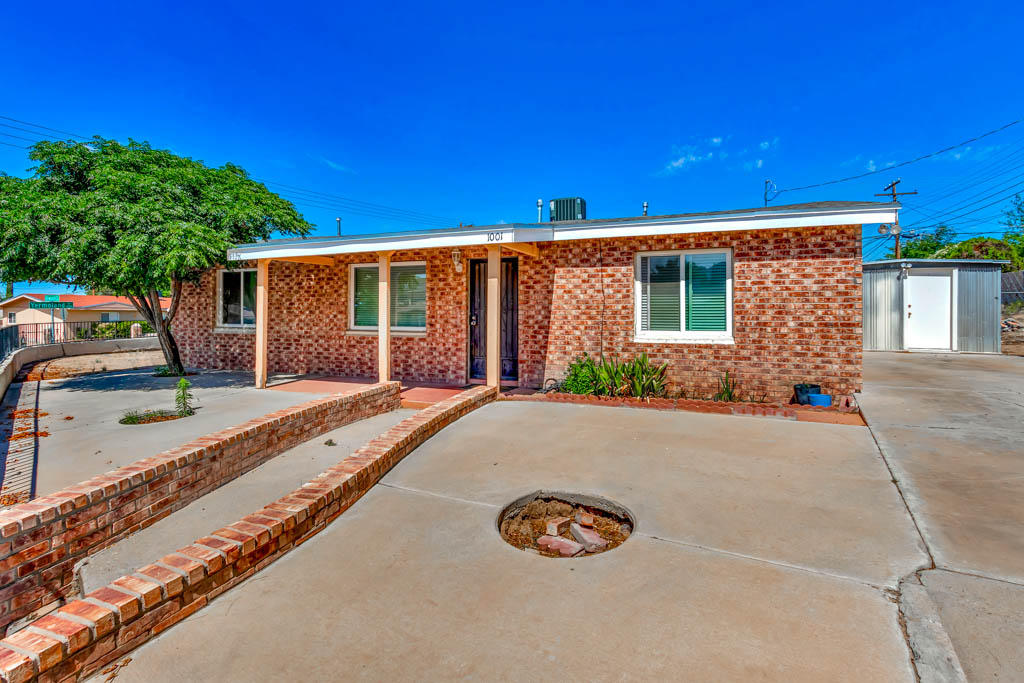 a view of a house with a patio