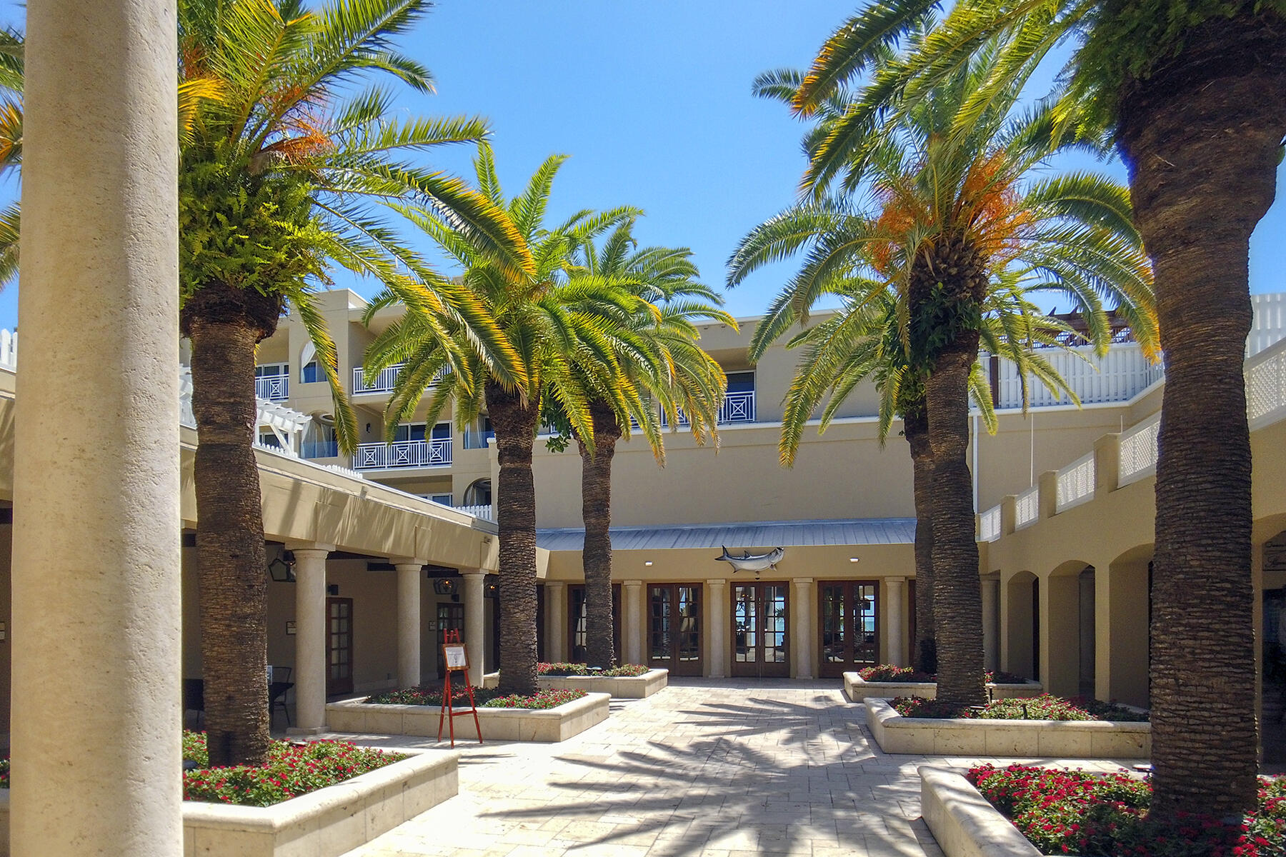 a front view of a building with street view