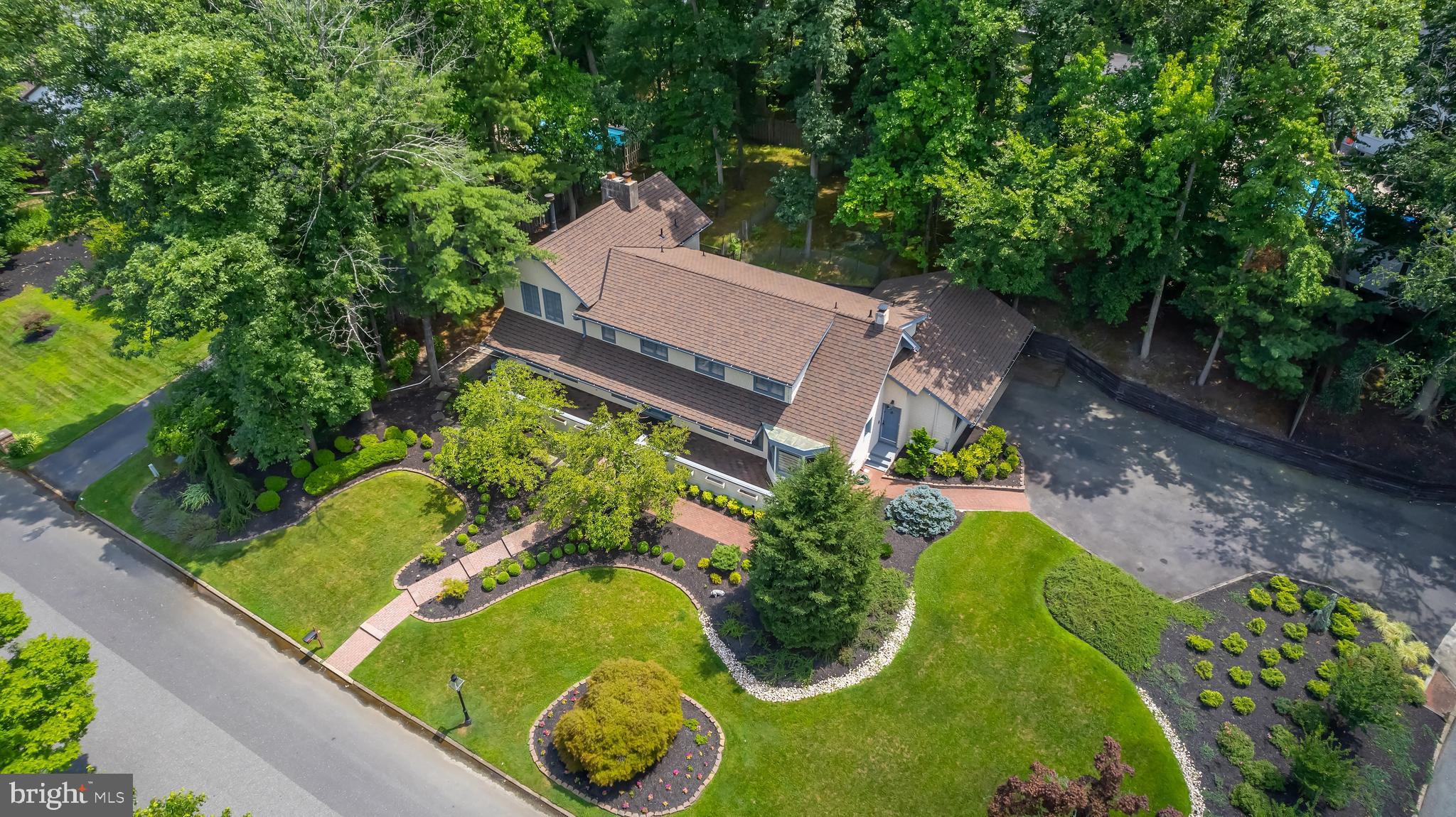 an aerial view of a house