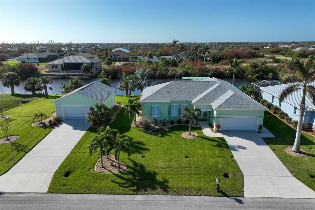 an aerial view of a house