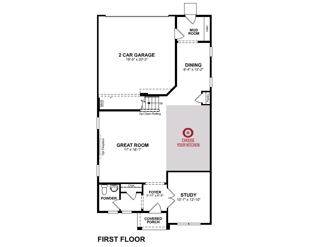 First floor layout. Choose between 2 kitchens at NO COST!