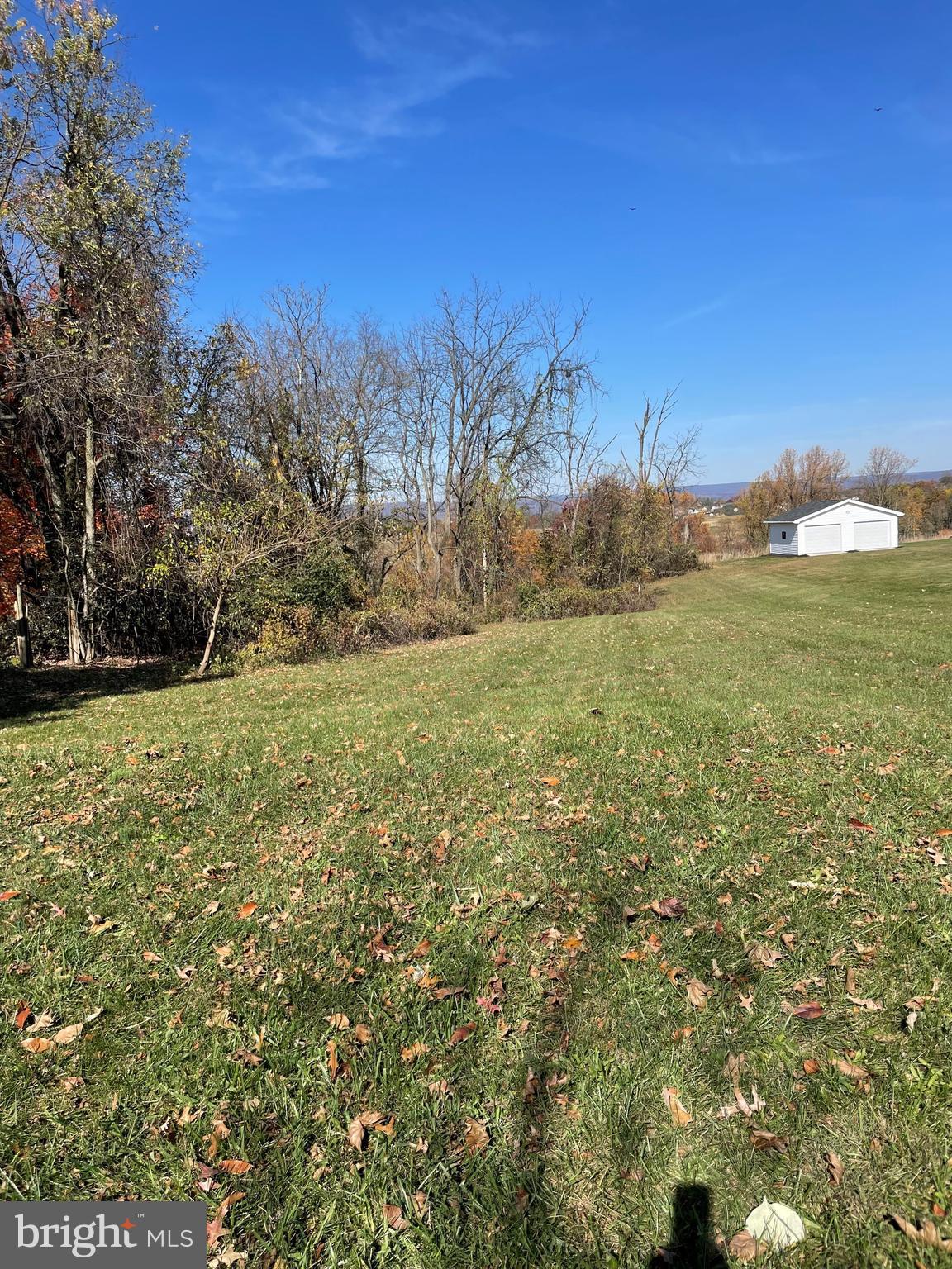 a view of a field with trees around