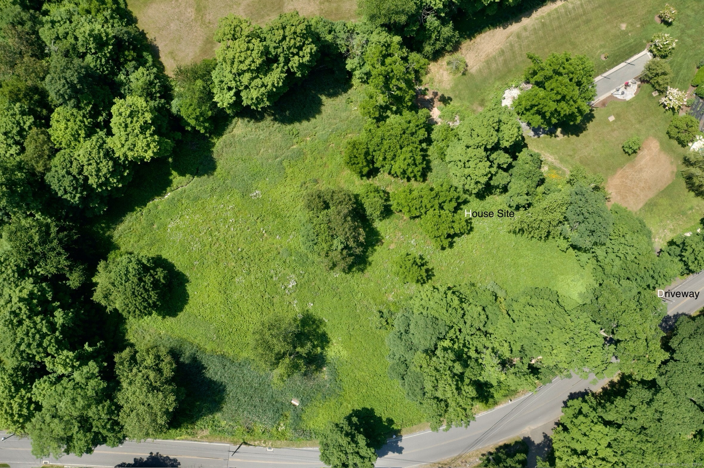 an aerial view of a garden