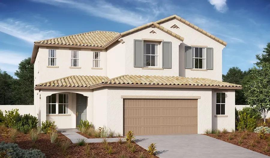 a front view of a house with a garage