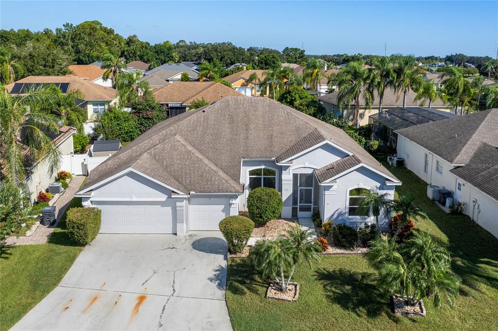 an aerial view of a house