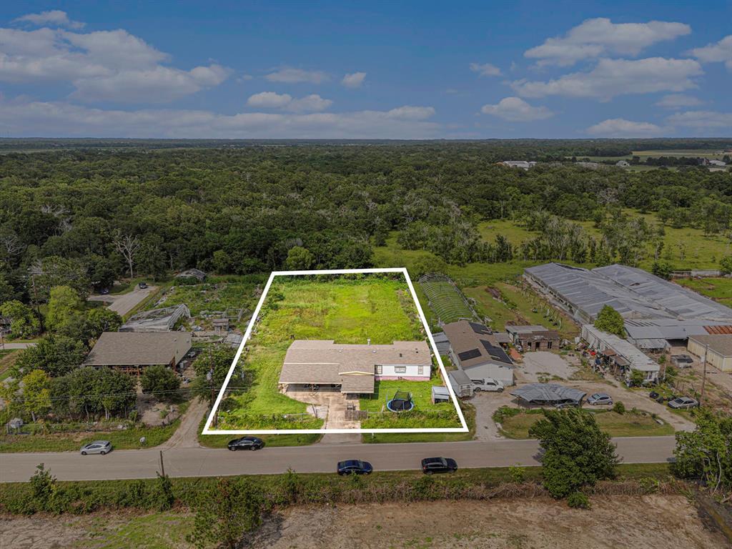 an aerial view of a house