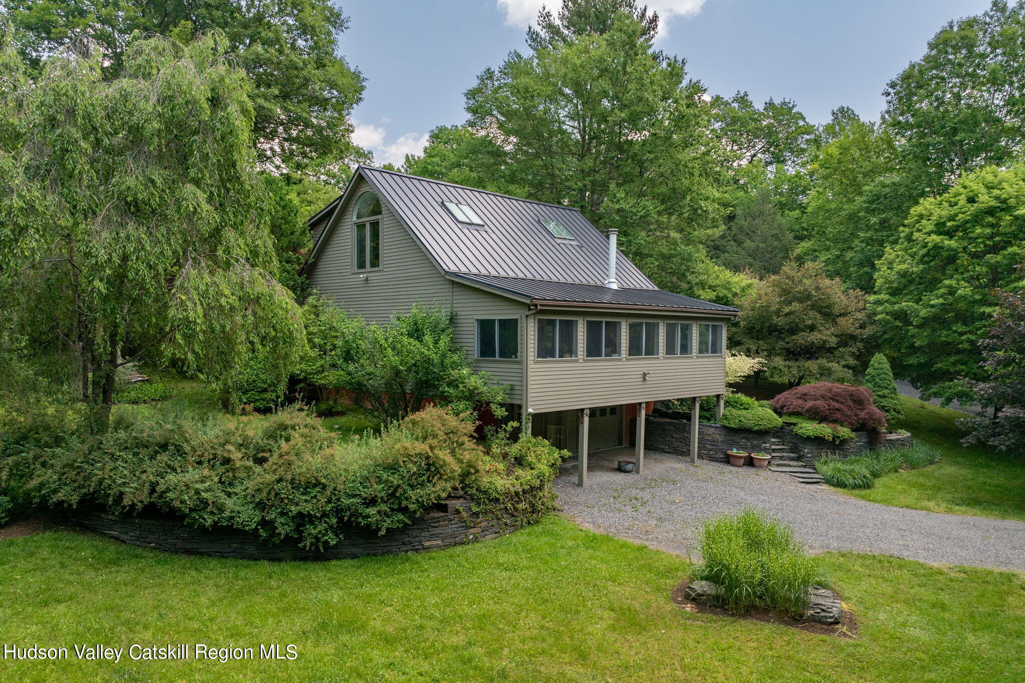 an aerial view of a house