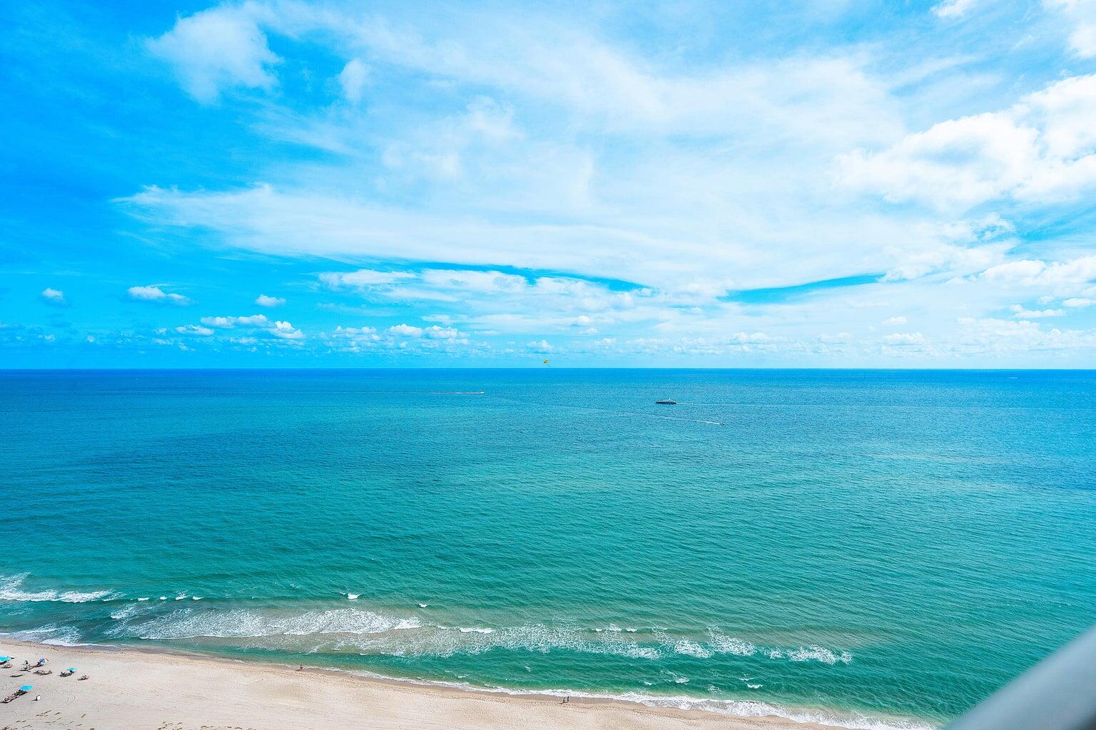 a view of an ocean and beach