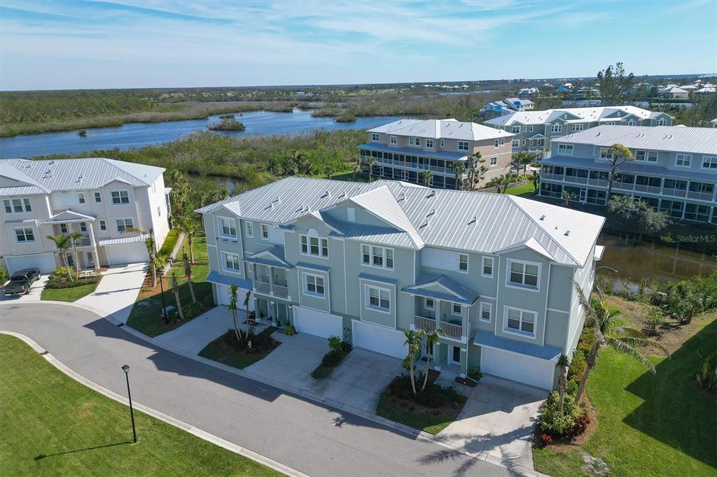 an aerial view of a house