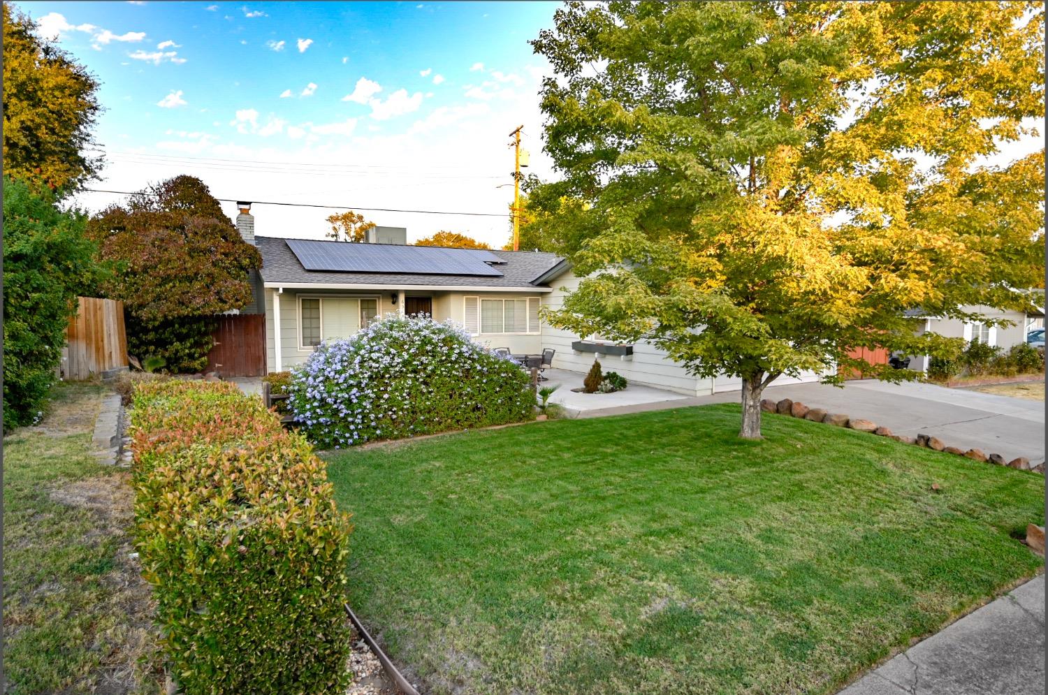 a house view with a garden space