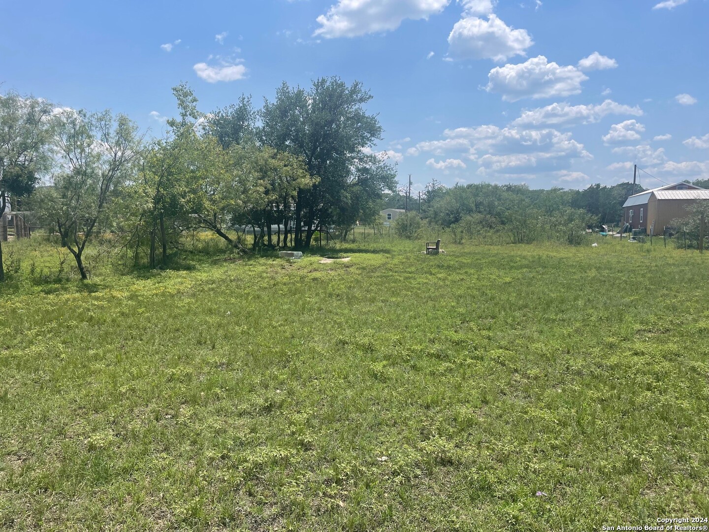 a big yard with lots of green space and trees