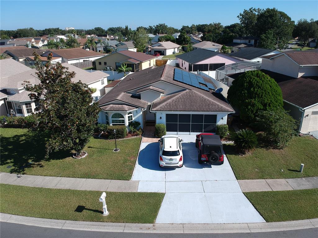 an aerial view of a house