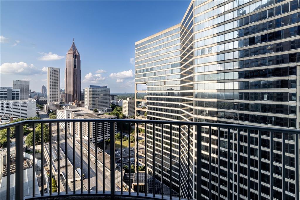 a view of balcony with city view