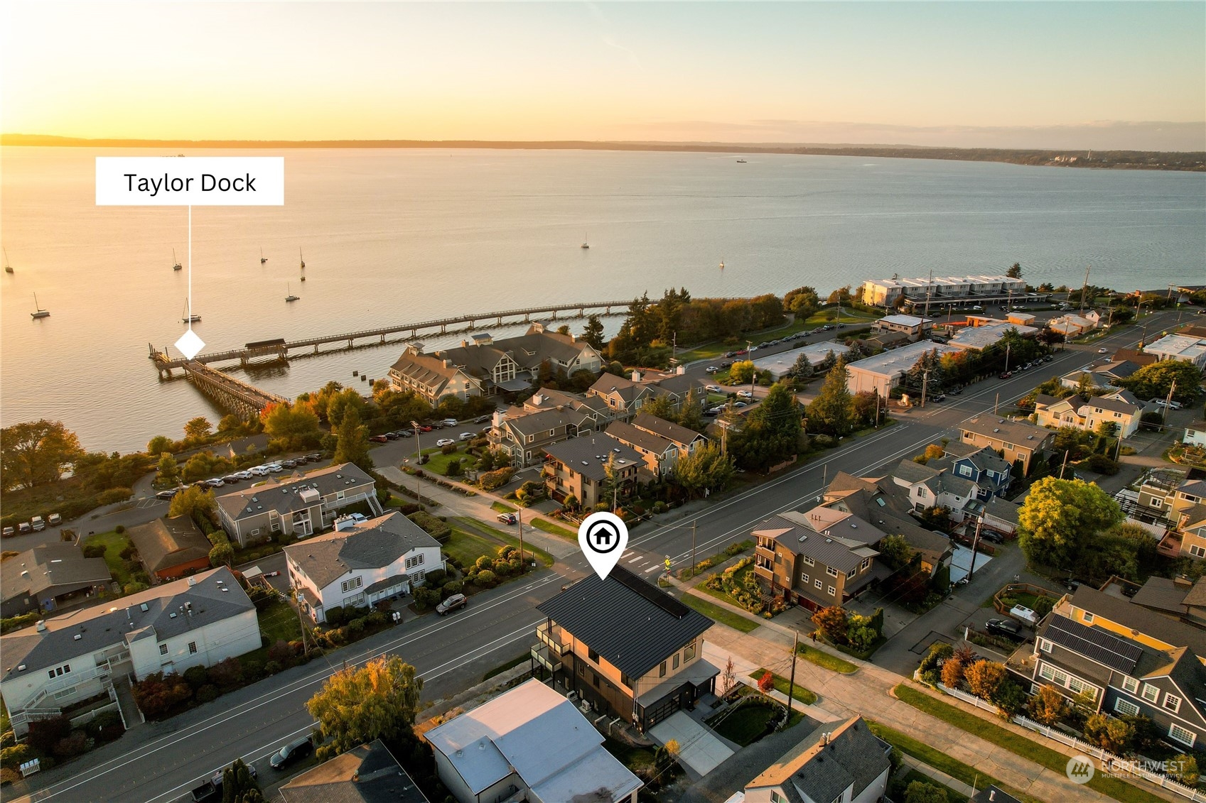 an aerial view of multiple house