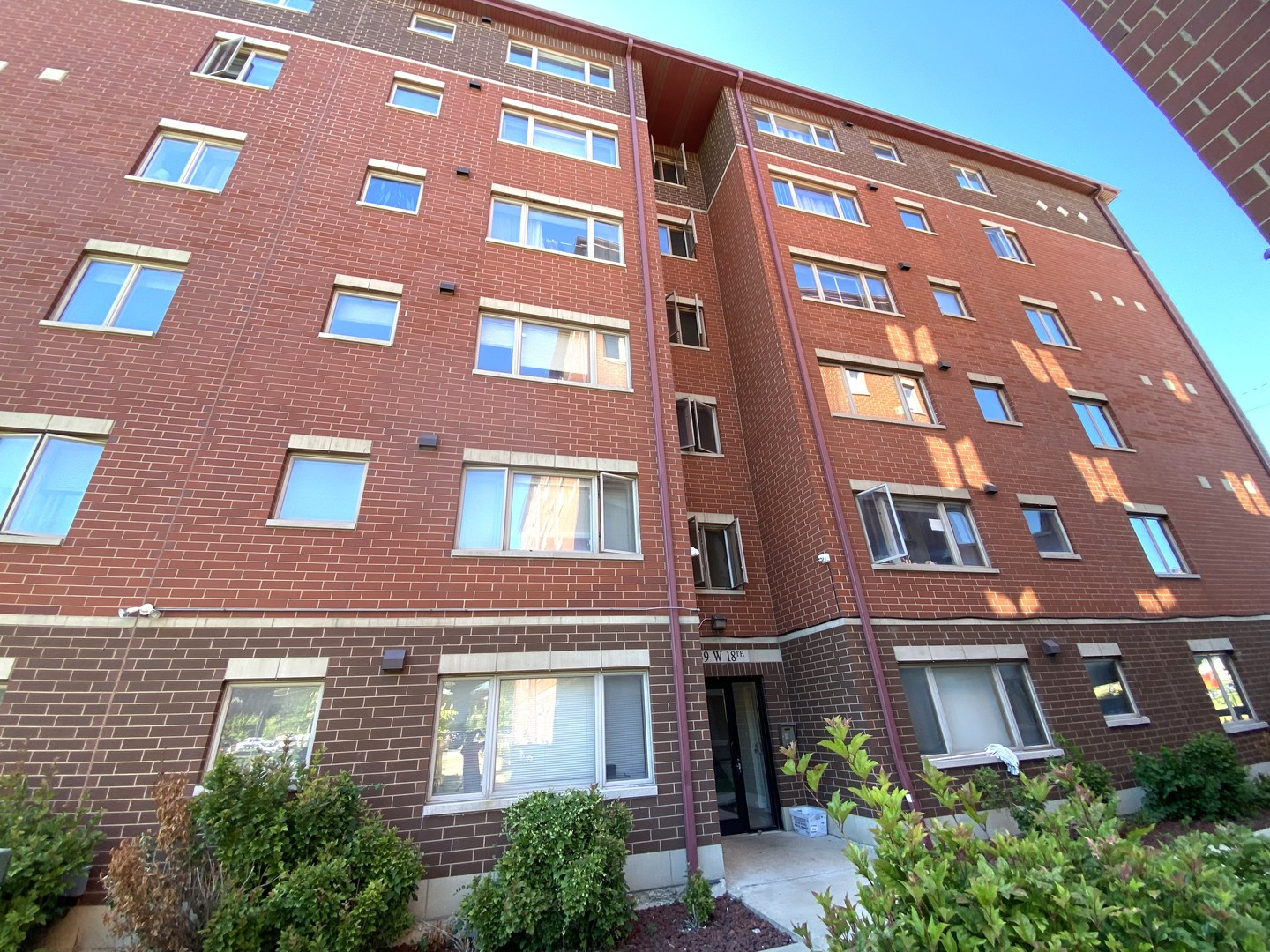 front view of a brick building