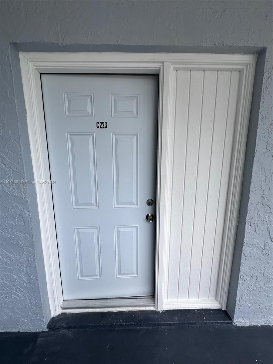 a view of wooden door