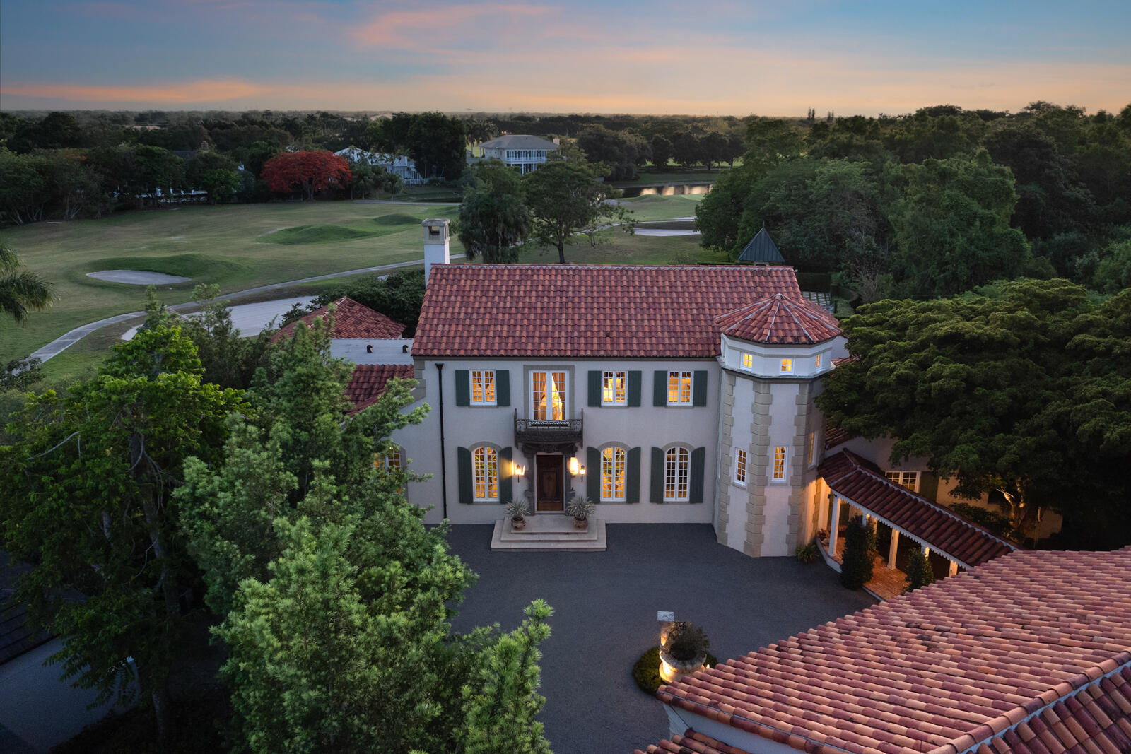 an aerial view of a house