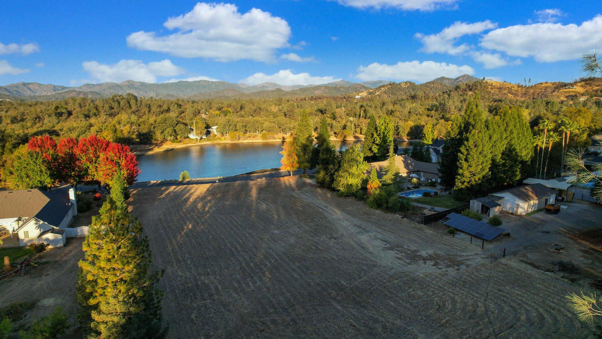 a view of a lake with a mountain