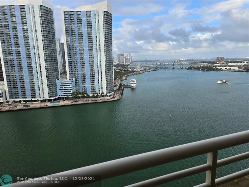 a view of a balcony with lake view