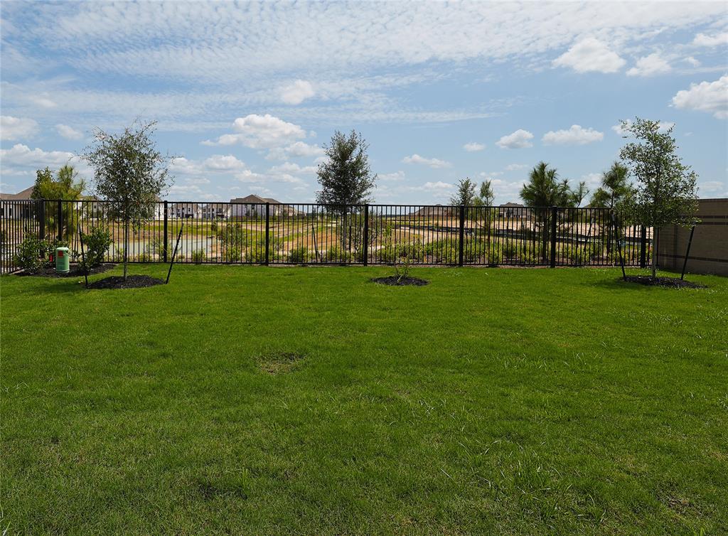 a view of a field of grass and trees