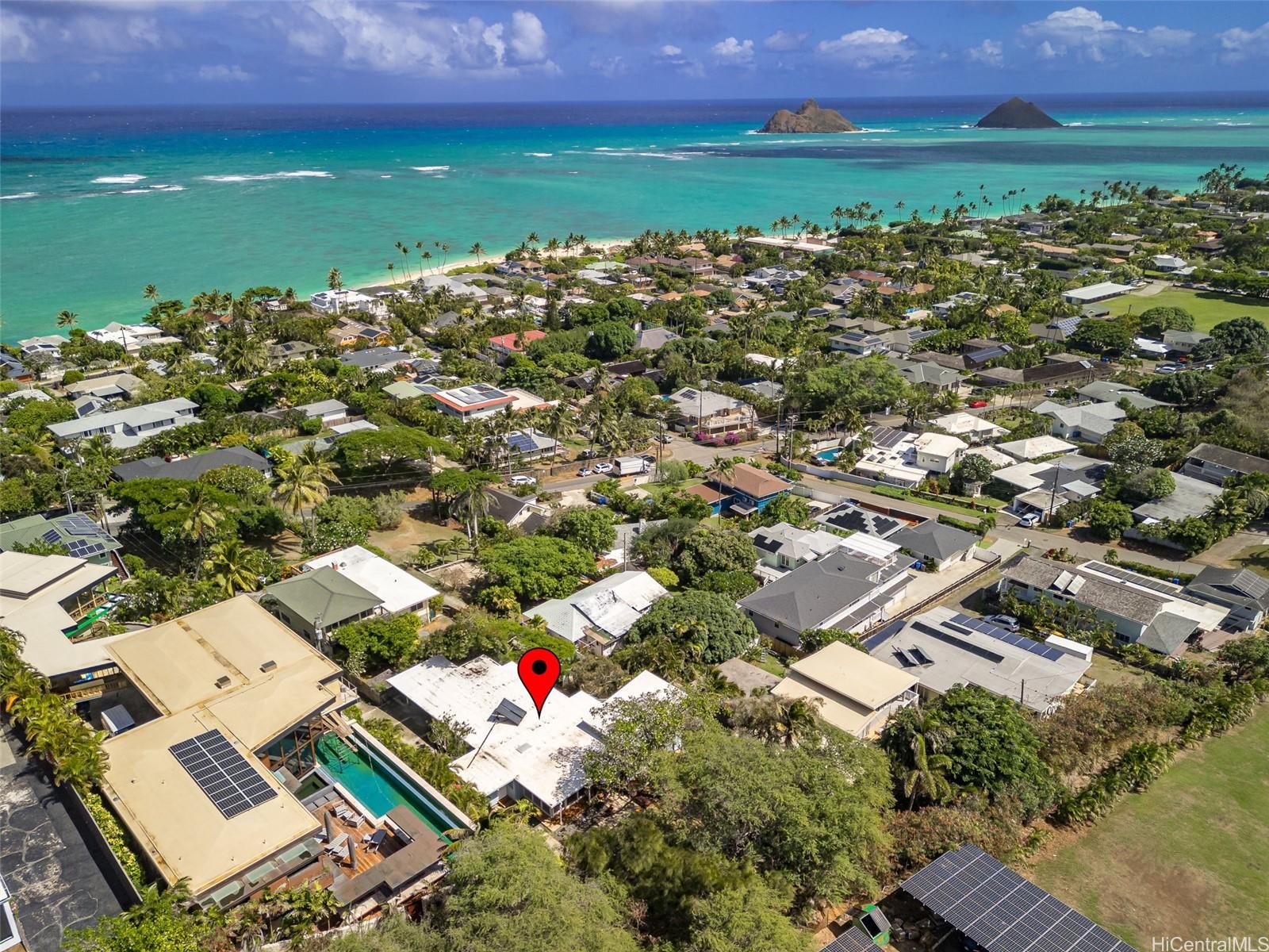 an aerial view of multiple house