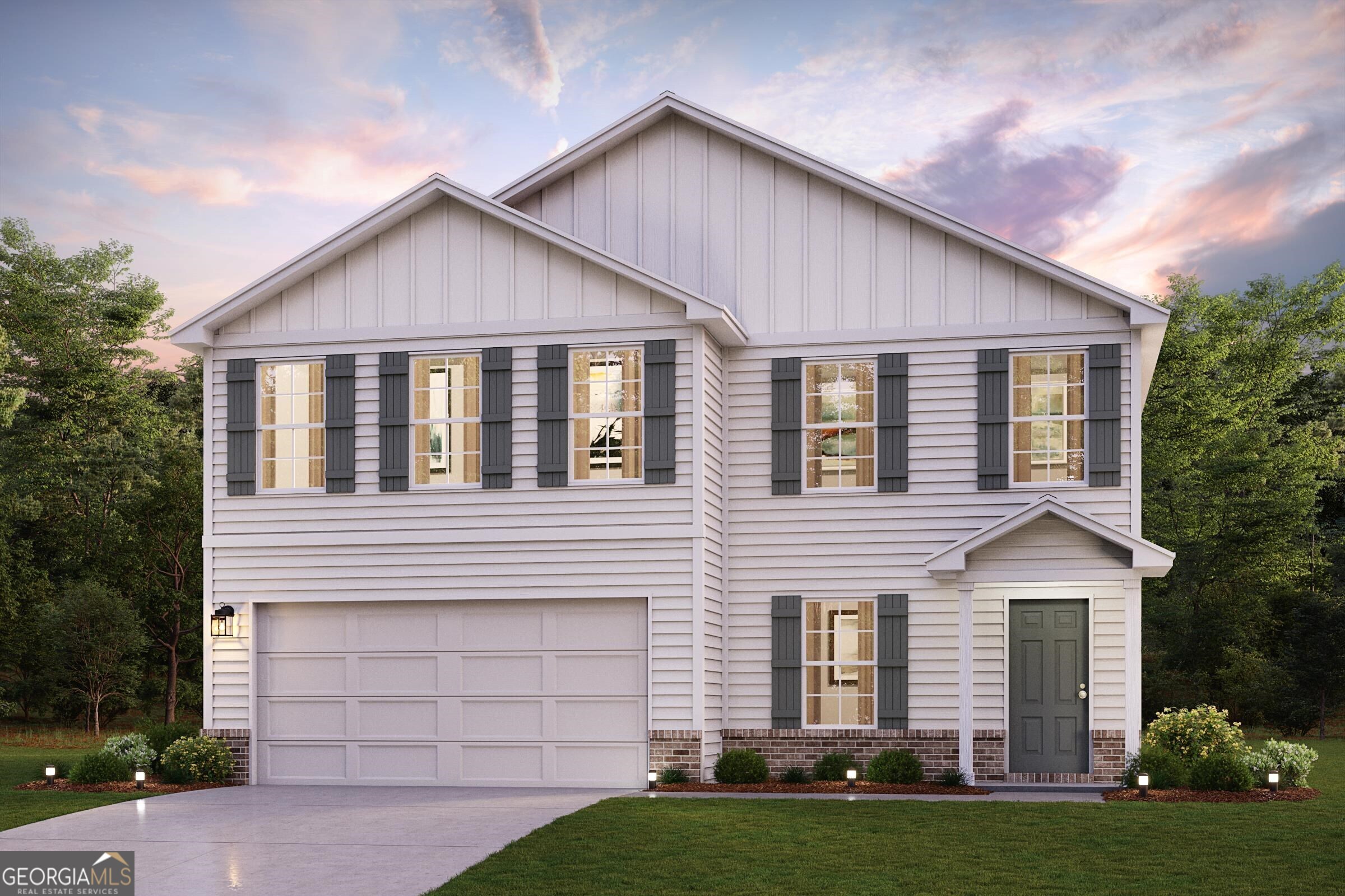 a front view of a house with a yard