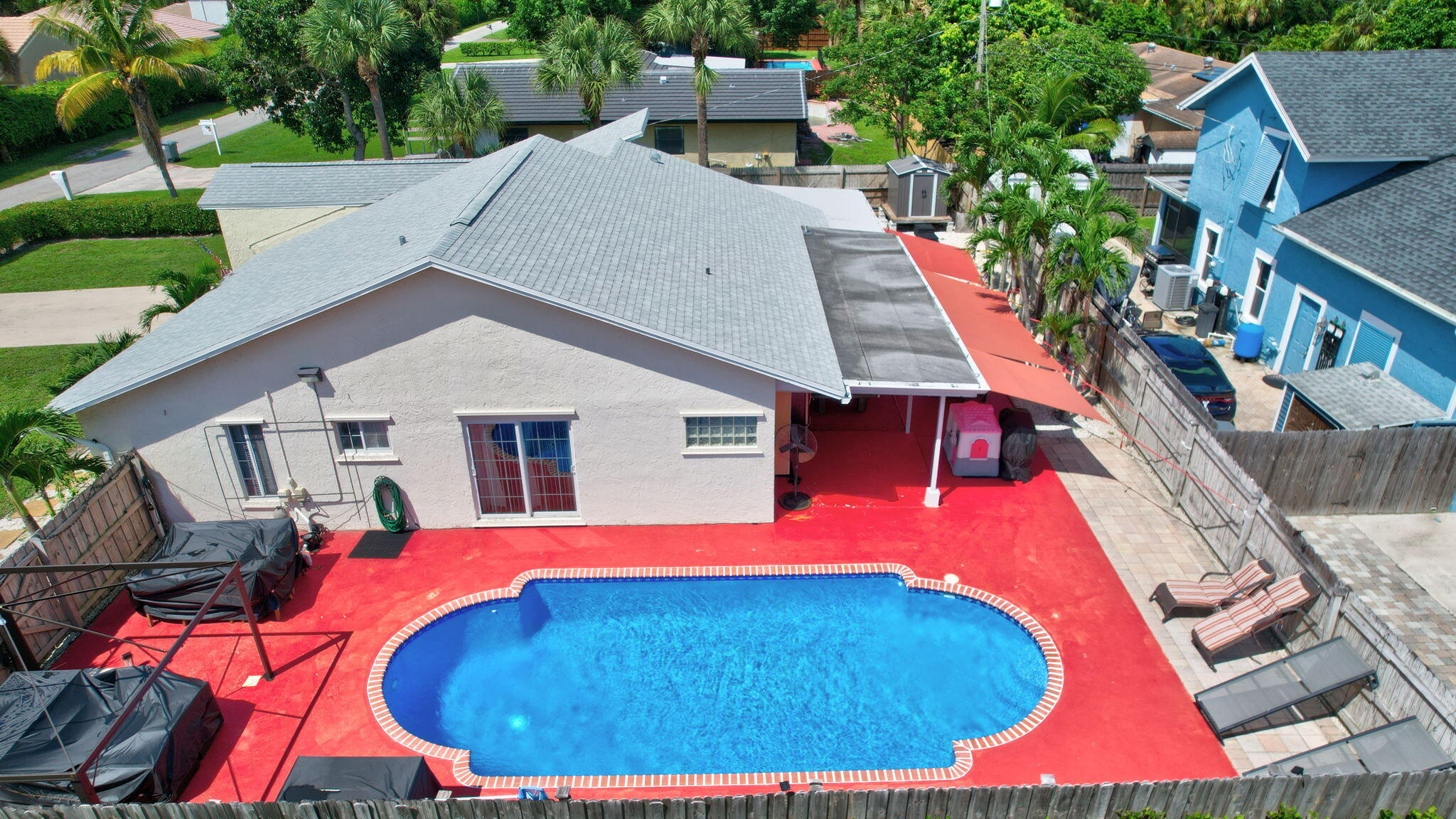 an aerial view of a house