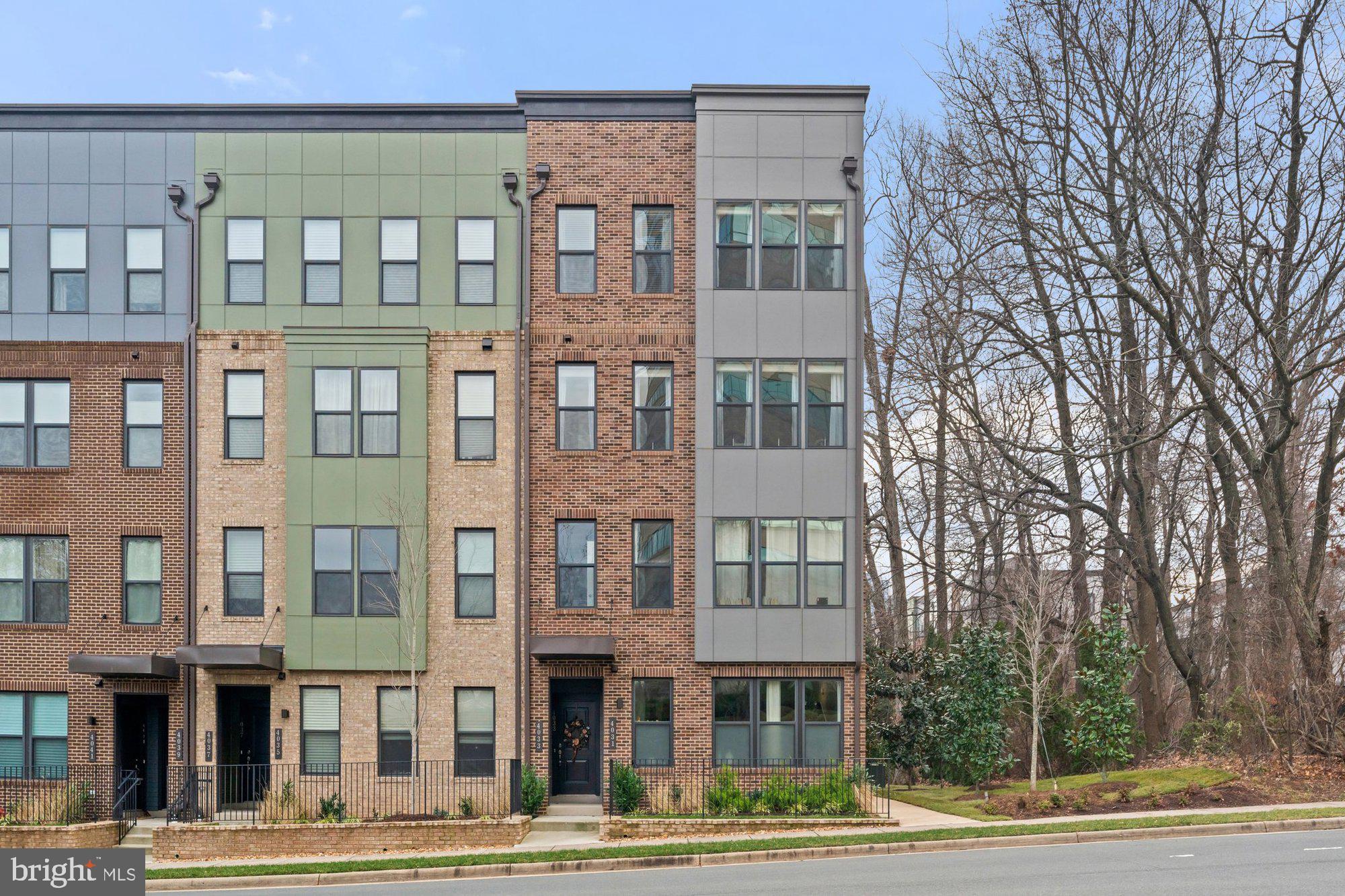 a front view of a multi story building