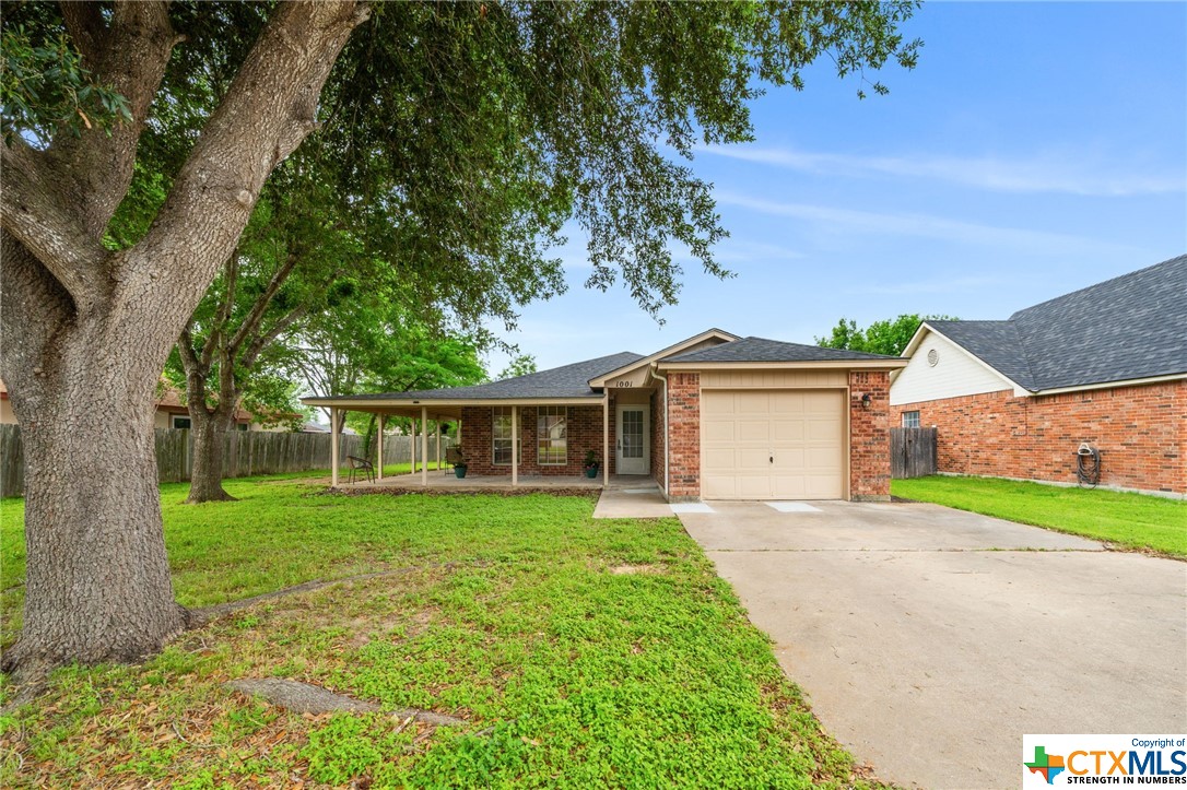 a front view of a house with a yard and trees