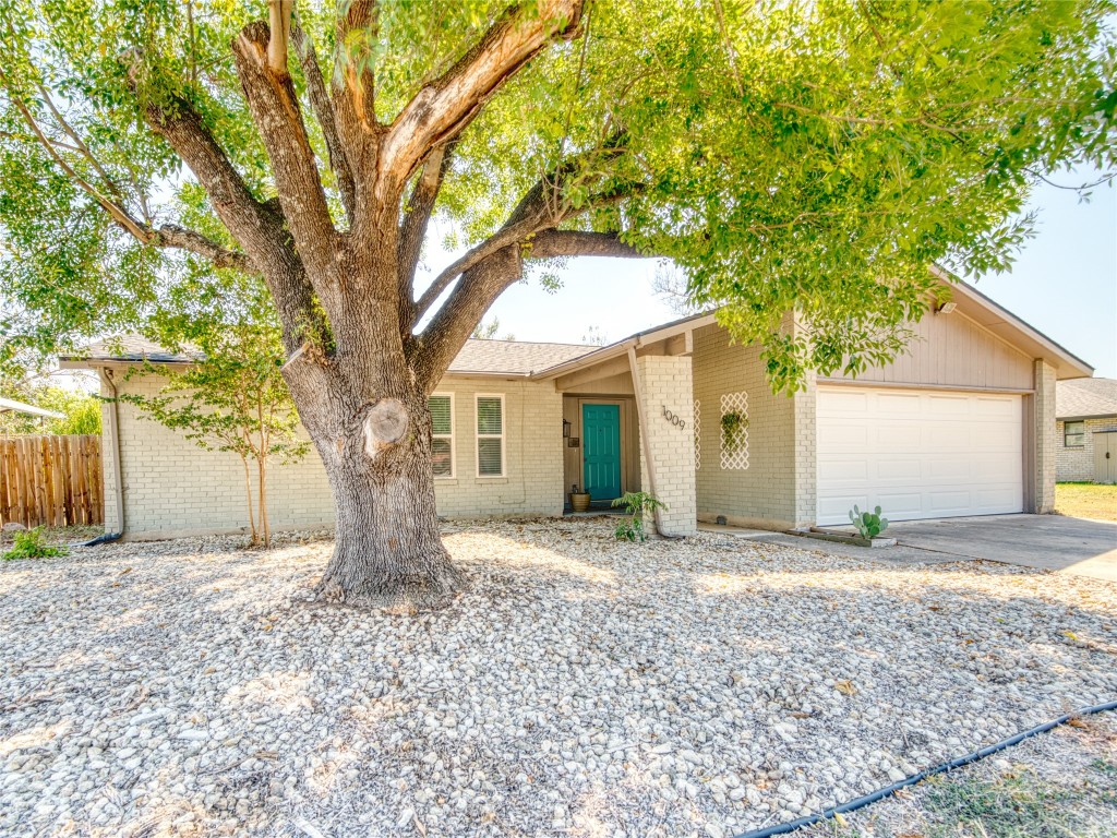 a view of a house with a tree in front of it