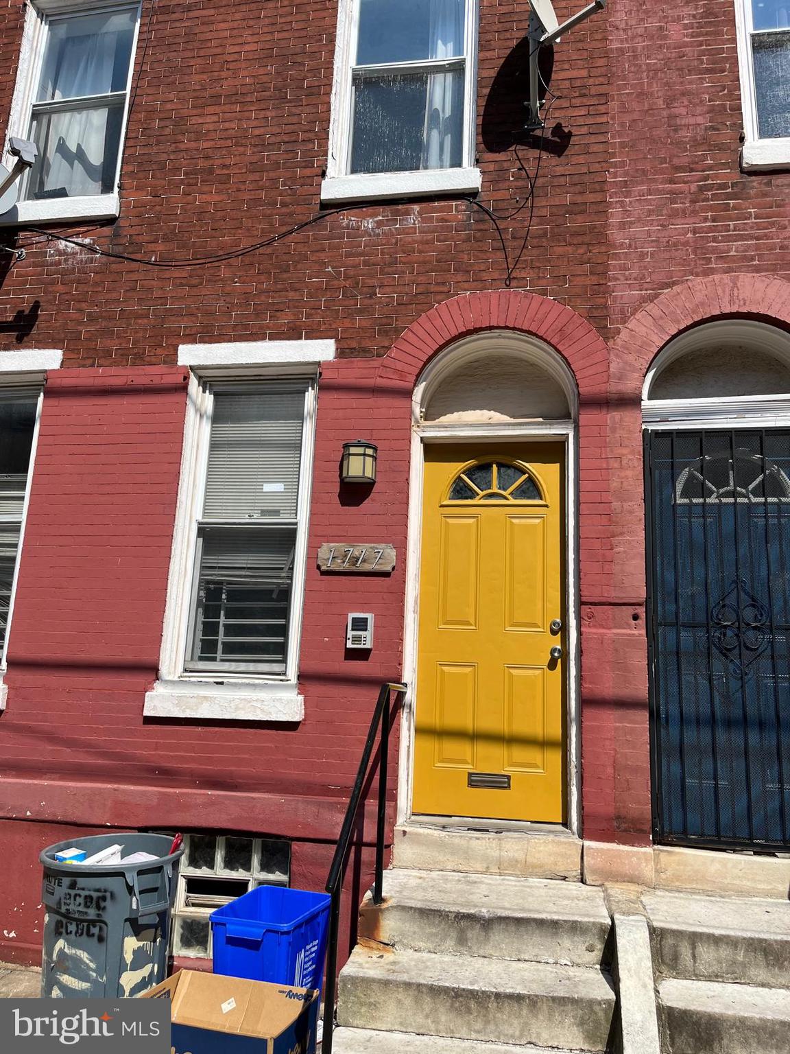 a front view of a house with a door