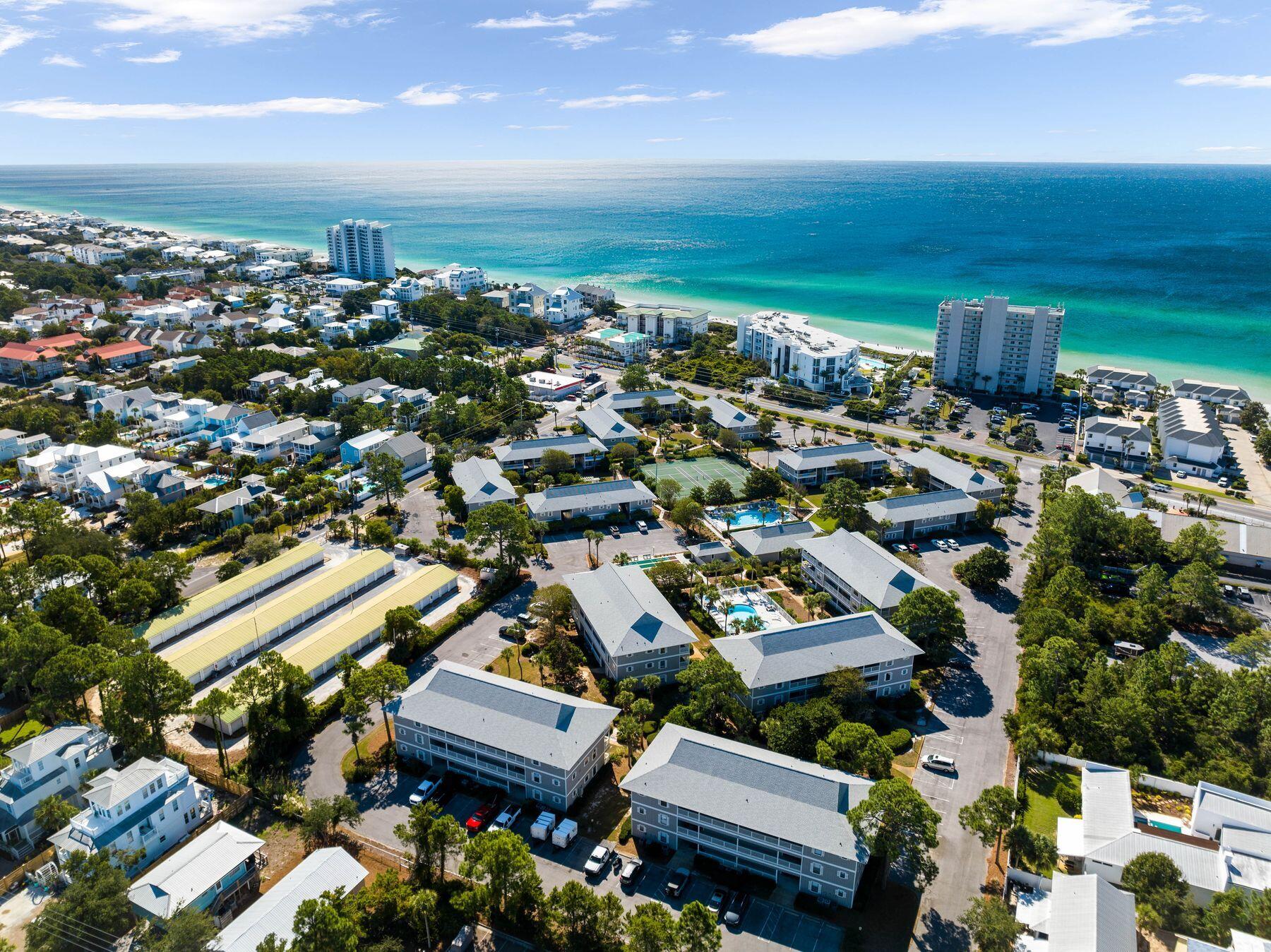 an aerial view of multiple house