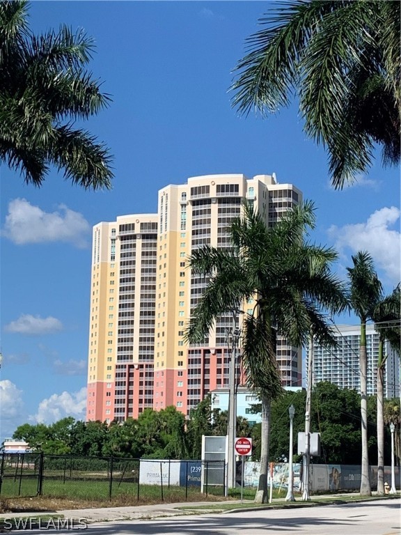 a front view of a multi story building