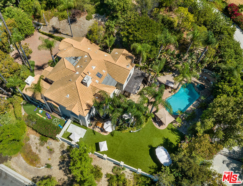 an aerial view of a house