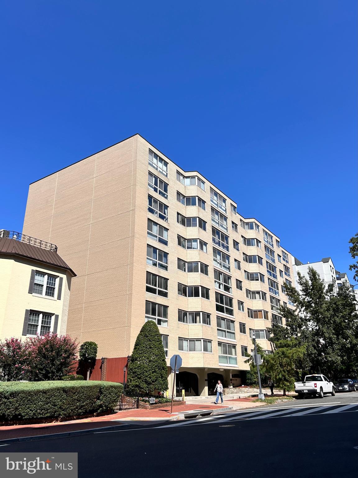 a front view of a building