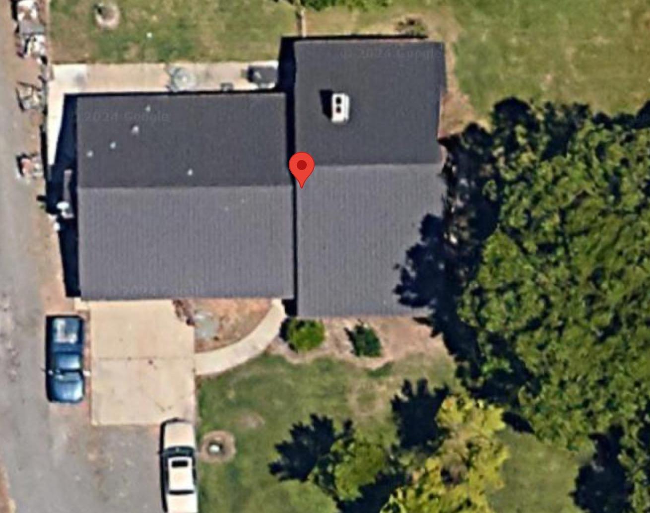 an aerial view of a house