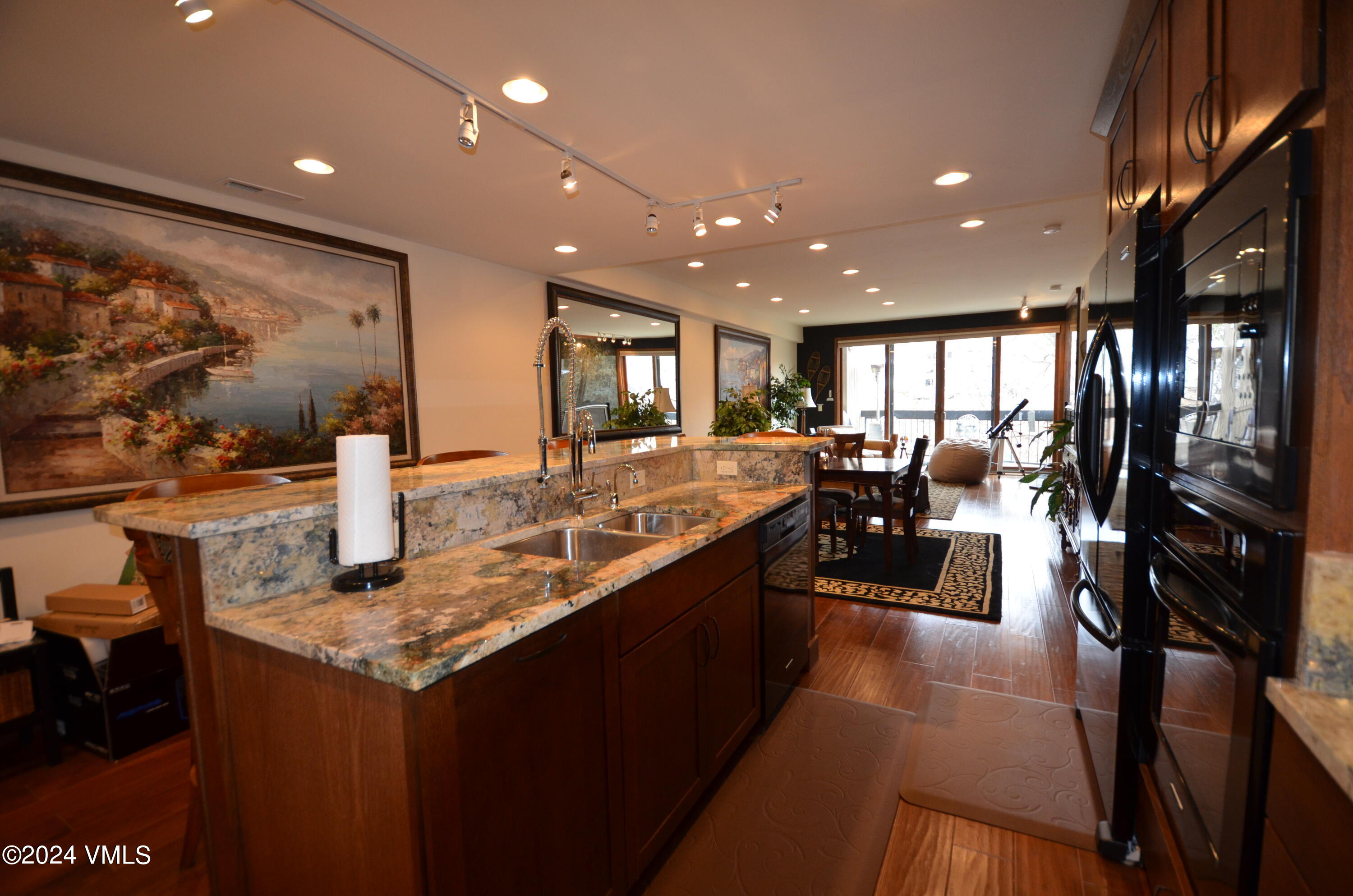 a kitchen with lots of counter top space