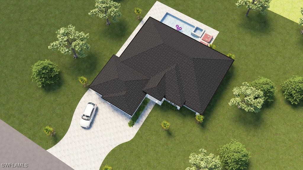 swimming pool with a yard