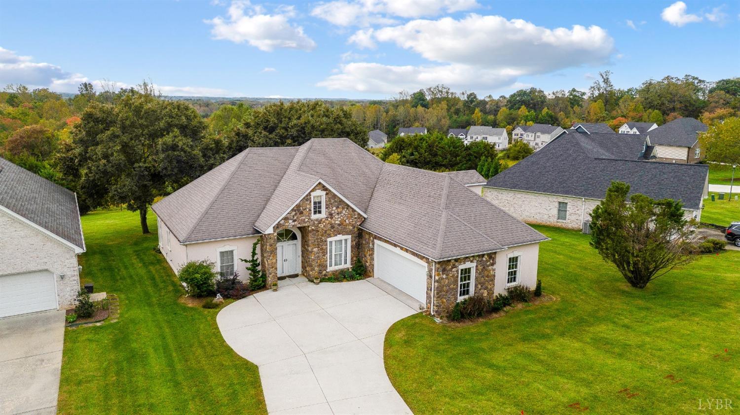 an aerial view of a house