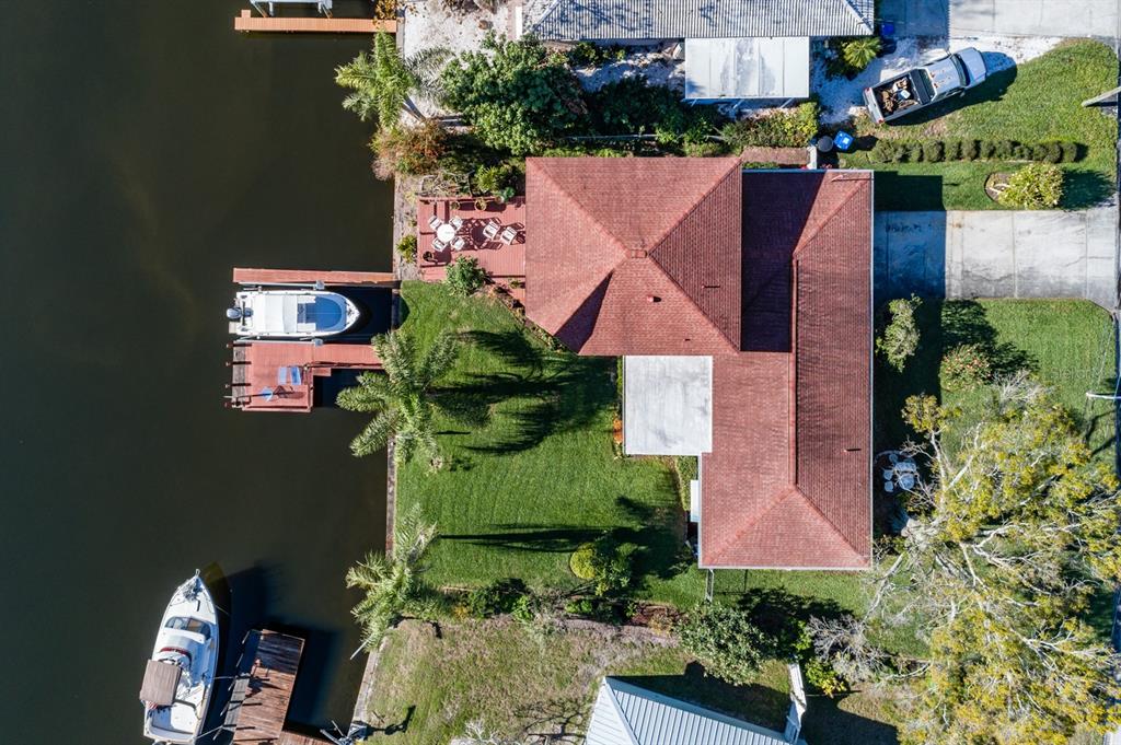 an aerial view of a house