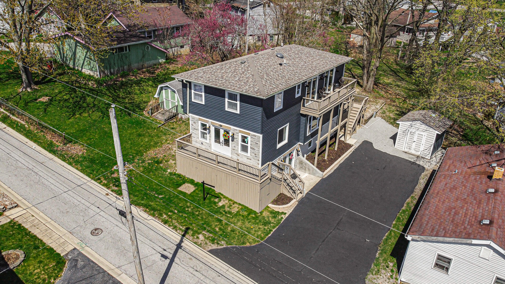 an aerial view of a house