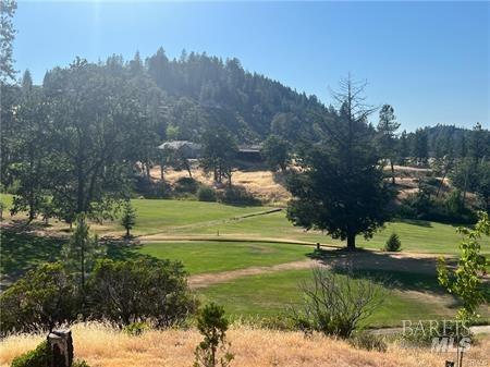 a view of a golf course with a lake