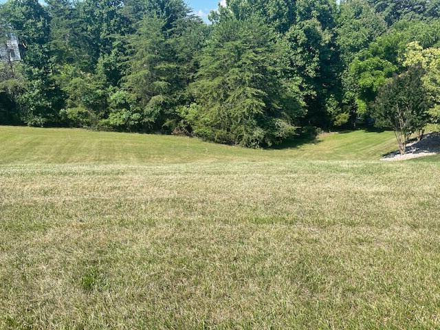 a view of a field with an outdoor space