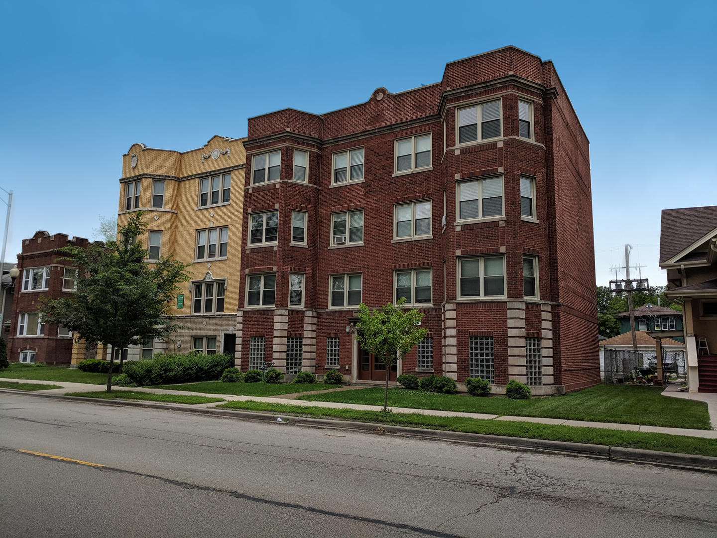 a front view of a building