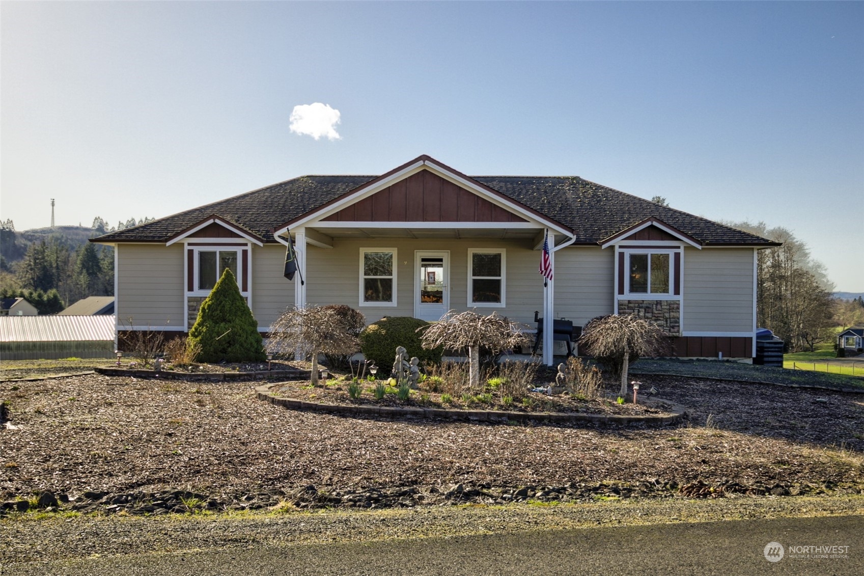 a front view of a house with a porch